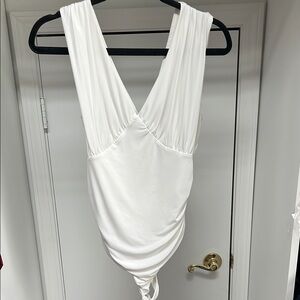 Express White V-Neck Bodysuit